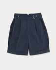Side Pleat Gurkha Shorts - Denim Blue - G R A Y E