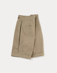 Side Pleat Gurkha Shorts - Khaki - G R A Y E