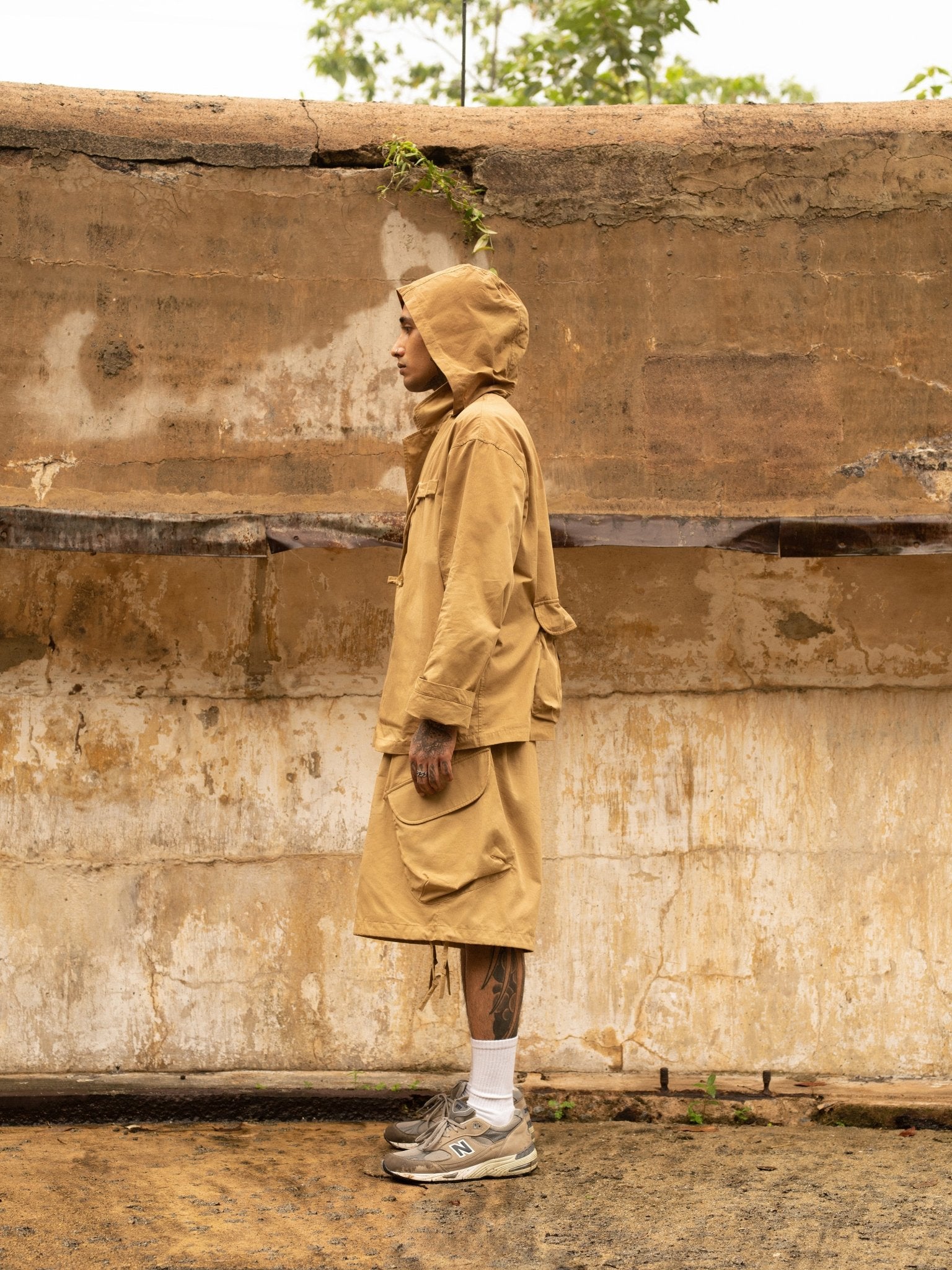 Utility Blazer with Hood - Khaki - G R A Y E